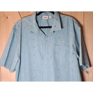 Vans XXL Button Down Shirt‎ Blue Patterned Short Sleeve